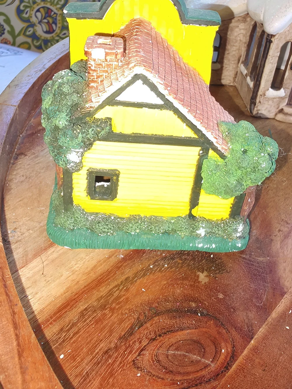 Miniature General Store Figurine - Yellow & Green